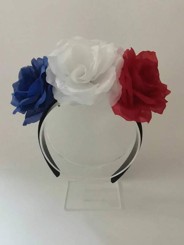 1pc World Cup National Flag Colors Flower Headband, National Day Party Parade Floral Wreath Hair Hoop Accessory