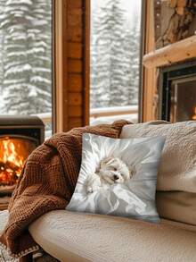 1/2/4 pezzi Federa per cuscino stile vintage con cane Maltese, stampa monofodera, lavabile in lavatrice, chiusura con cerniera, in poliestere tessuto, custodia decorativa per cuscino adatta per vari ambienti - ideale per decorazioni natalizie, capodanno e San Valentino (senza inserto per cuscino) - Multicolore - Visualizzare 4