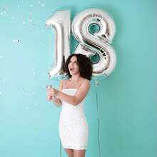 40 Inch Silver Mylar Number Balloons, Large Foil Digit Balloons For Birthday Party Decor, Wedding Anniversary Celebration Supplies