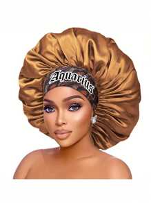1 pezzo Cuffia in satin con stampa personalizzata delle 12 costellazioni, ampia fascia elastica, cappello da notte, cuffia per doccia, accessori per capelli e prodotti per parrucchiere, salone di bellezza, articoli da viaggio essenziali