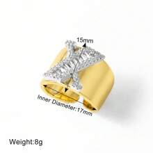 Chunky CZ Crystal 26 Letter Rings For Women Gold Silver Color Wide Rings Initial Jewelry Party Gifts