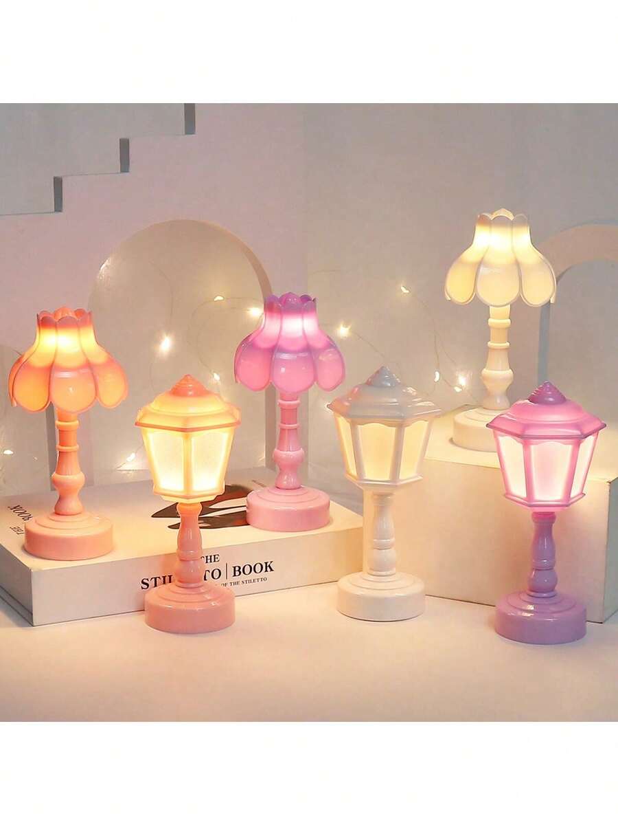 Mini Creative Desk Lamp Decor, Lotus/Streetlamp Cute Night Light For Bedroom Ambiance, LED Desk Decor Night Light, Desktop Ornament Birthday Gift