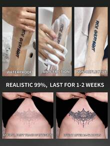 1pc Waist Tattoo Sticker, Temporary Fake Tattoo, Couple Style For Married Couples, Sexy Semi-Permanent, Waterproof And Sweat-Resistant, Lasts 1-2 Weeks, Durable And Non-Reflective, Black, Suitable For Men And Women's Arms, Chest, Waist, Back - Black - View 4
