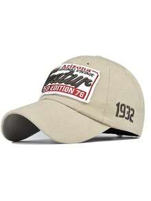 1 pieza Gorra de béisbol unisex de unicolor casual con letra bordada, gorra ajustable de poliéster con cierre a presión, versátil y de moda para actividades al aire libre y uso diario - Negro - Ver 6