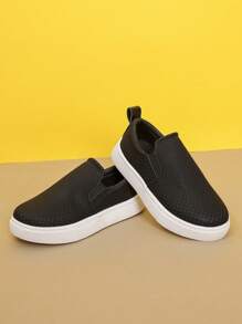 New Design Men's White Slip-On Casual Flat Sneakers, Versatile And Fashionable