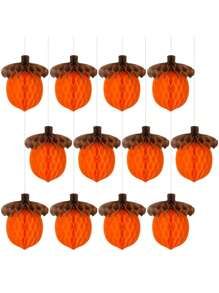 6 Pcs Thanksgiving Acorn Honeycomb Paper, Thanksgiving Centerpiece Decoration Autumn Tissue Paper Fall Halloween Centerpieces Honeycomb For Fall Tree Hanging Ornaments,Halloween Decor, Fall Decor, Halloween Decorations, Halloween Decorations Thanksgiving Party Supplies(Acorn)