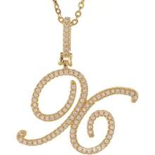 Gold Plated Initial Necklaces For Women Letter Pendant Necklaces Cubic Zirconia Stainless Steel Chain Iced Out Letter Necklace Birthday Gifts