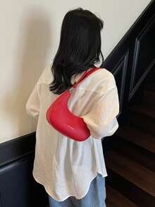 高端品质，多功能，优雅简约设计女士大容量便携式腋下托特包，适合街头、约会、通勤 - 紅色 - 查看 3