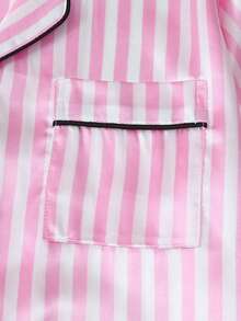 3 件套缎面女士睡衣套装，短袖上衣、短裤和长裤，休闲宽松睡衣，适合春、夏、秋、冬，基本款，舒适，适合居家和户外，粉色 - 粉色 - 查看 6