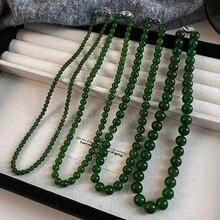 Green Beaded Necklace For Women, High-End Necklace Chain With Real Hemp Pearls