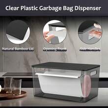 2 Pack Trash Bag Holder Under Sink Stackable, Plastic Garbage Bag Dispenser With Lid, Trash Bag Storage Dispenser Roll Holder Kitchen, Pantry, Laundry Room Organization (Black) - Clear(Black Lid) - View 10
