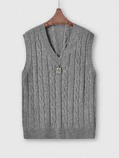 Men's V-Neck Solid Color Knit Sweater Vest