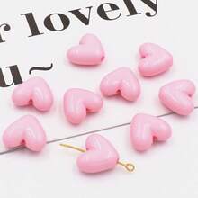 100 件/17 毫米 3D 亚克力心形珠 - 红色、黑色和多种颜色 - 光泽闪亮的活力心形工艺用品，适用于 DIY 珠宝制作、项链、耳环、手链、钥匙扣、手机挂件、吊坠 - 手工串珠、简约风格、耐用光滑质地 - 情人节、圣诞节、礼物、女士、手工艺人、时尚配饰、串珠套装、珠宝配件、工艺套件 - 彩色 - 查看 17