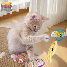 5/3/1 件互动猫玩具，配有真毛尾巴和笼鼠逗猫棒 - 无需电池，色彩鲜艳的室内游戏 - 送给宠物和宠物爱好者的完美节日礼物 - 彩色 - 查看 16