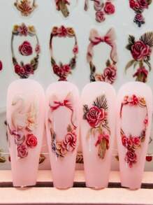 Adesivos de Arte de Unhas com Moldura de Flor de Rosa Vintage