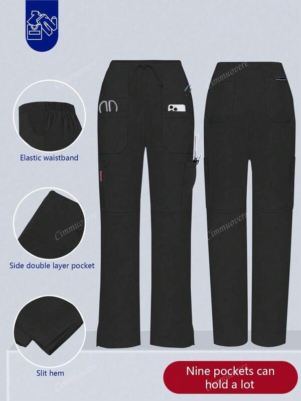 Pantaloni de damă/pentru îngrijirea sănătății, pantaloni confortabili, pantaloni simpli cu mai multe buzunare, culoare uni
