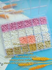 1 Caja de 24/28 piezas de arcilla polimérica simple y de moda, accesorios para hacer joyas DIY para collares, pulseras y diversos artesanías
