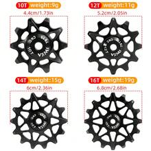 10T/12T/14T/16T Aluminum Alloy Positive/Negative Tooth Ceramic Bearing Derailleur Pulley Wheel For Mountain/Road Bike - Multicolor - View 3