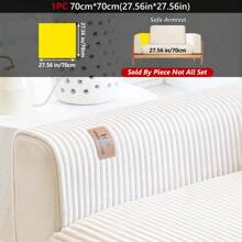 1PC Minimalist Velvet Straight Striped Plush Sofa Cushion – Pet-Friendly, Non-Slip, Fits 1/2/3/4-Seater Modular Sofas. Sofa Cover Protector For Living Room & Home Furniture, Decorative Cover With Label Design For A Premium Look.