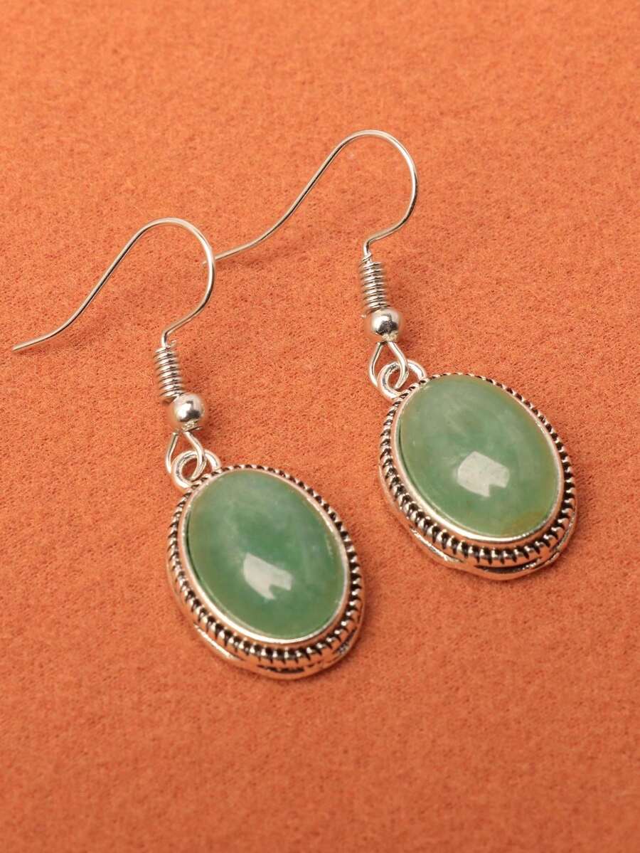 أقراط نسائية عصرية بشكل بيضاوي باللون الأصفر الكهرماني، خيارات متعددة للمواد - شمع العسل أصفر - مشاهدة 1