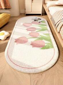 1pc Pink Tulip Plush Area Rug, Suitable For Bedroom Decor, Cream-Style Floral Long Carpet For Living Room, Soft & Comfortable For Home Lounge, Fluffy, Soft & Easy To Clean, Home Decorative Rug - Multicolor - View 12