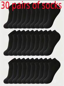 30 Pares/20 Pares/12 Pares/10 Pares/1 Par Meias Sólidas Versáteis Preto, Branco e Cinza Unissex, Design Minimalista e Simples para Uso Diário