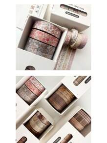 8 Rolls Retro Grid, Mini Floral Design Washi Tape For Scrapbooking, Journaling, Decorative Sticker Tapes, Each Roll 1cm X 3m, School Supplies,Back To School