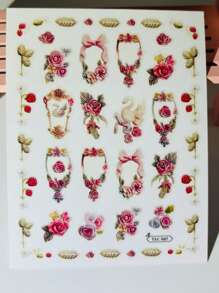 Adesivos de Arte de Unhas com Moldura de Flor de Rosa Vintage