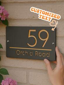 Placa personalizada con número de casa Placa de dirección personalizada Señal de puerta moderna con texto personalizado Placa de número de casa resistente a la intemperie de acrílico para montaje en pared Para entrada, patio y decoración del hogar Fácil instalación Regalo para nuevos propietarios Fiesta de inauguración de la casa Estilo moderno resistente al agua, ambiente cálido, renovación otoñal del hogar, acogedor hogar escandinavo