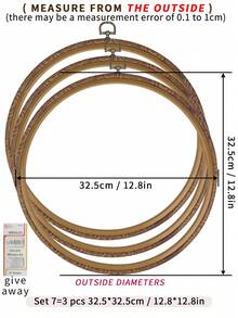 3 قطع إطارات تطريز خشبية بنية مزخرفة على طراز قديم، متوفرة ب- 7 أحجام، مصنوعة من ABS و PVC مع خطافات معدنية للتعليق، مناسبة لديكور المنزل والجدران وزينة عيد الميلاد وعيد الهالوين، إكسسوارات للهاتف والحقيبة والملابس، ديكورات للمكتب والسرير، زينة معلقة للسيارة، تأتي مع 16 إبرة