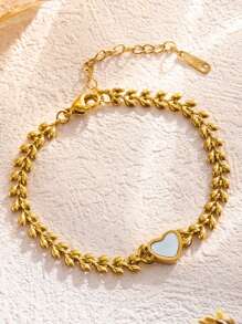 Elegantes weißes, pfirsichförmiges, modisches Damen-Armband, aus Edelstahl gefertigt und in Gold elekroplattiert, geeignet für den täglichen Gebrauch