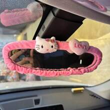 Sanrio قطعة واحدة من زينة مرآة الرؤية الخلفية بتصميم هالو كيتي، غطاء عملي للغبار، يزين ويحمي مرآة الرؤية الخلفية، اكسسوار سيارة عام