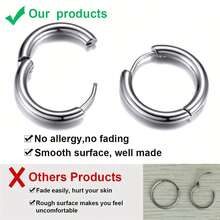 2 Pcs Simple And Fashionable 304 Stainless Steel Small Hoop Coil Earrings, Available In Multiple Colors, Suitable For Both Men And Women, Suitable For Daily Or Party Use, Can Be Given As Gifts To Friends - 10mm1 Set 2 Pieces - View 3