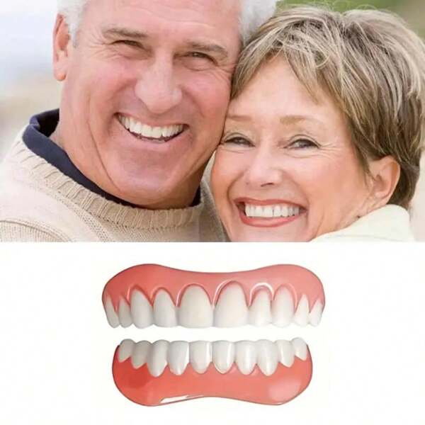 4 peças/conjunto de novos aparelhos dentários superiores e inferiores não porosos, dentaduras simuladas, decoração de dentes com sorriso perfeito