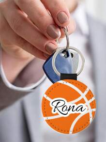 1pc Personalized Sublimation Keychain DIY Craft Kit Round Keychains For Everyone PU Leather Blanks Key Ring,Custom Name AndBall Pattern Gift. Ideal For Him, Her,Boyfriend,Girlfriend,Dad,Mom,Family,Friends, Wife, Husband,Pet, For Anniversaries,For Valentine's Day,For Christmas,For Mother's Day,For Father's Day For Holiday Gifts And Party Favors.