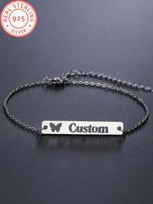 925 Silver Custom Personalized Name Bracelet, Fashionable, Simple And Atmospheric. Perfect For Holiday Gifts! - Multicolor - View 5