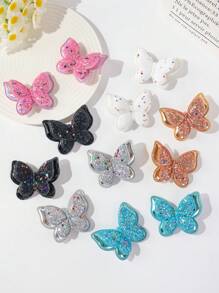 2pcs Girls' Cute & Chic Glittering 3D Butterfly Designed Hair Clips