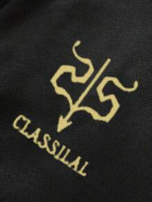 男士时尚两件套休闲刺绣开衫夹克和裤子，百搭修身款 - 黑色 - 查看 7