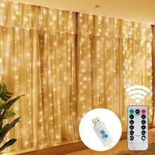 8-Mode Remote Control LED Curtain Lights, USB Powered, Suitable For Party, Christmas, Wedding, Bedroom And Home Decor, Holiday Atmosphere, Party Decoration Christmas Decorations Room Decor