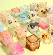 Square Cat Series Blind Pack (3PCs In One Bag) Random Design Cat Blind Box Figures Collectible Toys Cute Mystery Box Home Decorations Holiday Birthday Gifts