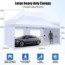 COBIZI Pop Up Gazebo 3x6m Marquee Waterproof UPF50+ Protection Gazebo Tent With Removable Sidewalls For Parties Commercial Weddings Gazebo With Portable Bag, Blue - White - View 3