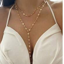 1pc Minimalist Fashion Heart Shaped Long Necklace, Vacation/Resort Style Choker Necklace