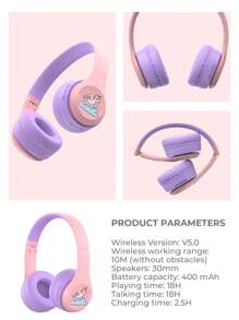 havit Słuchawki dla dzieci z portem udostępniania, bezprzewodowe słuchawki dla dzieci, poziom głośności chroniący słuch 85 dB, przyjazne dla skóry słuchawki nauszne z wbudowanym mikrofonem do iPada/tabletu/samolotu, niebieskie, czas odtwarzania 18 godzin