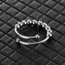Bague anti-anxiété Bague perles Bagues pour femmes hommes Bague en acier inoxydable Spinner Spiral Simulé Librement Anti Stress Bague Fidget Cadeaux de fête Bijoux