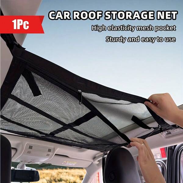 Filet de toit de voiture, filet de rangement de voiture, sac organisateur de voiture suspendu, filet à bagages