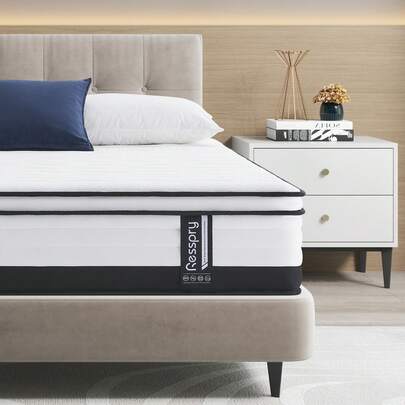  Resspry Mattress, 10.6 Inch Memory Foam Sprung Mattress, Pressure Relieving And Cooling For Pure Comfort, Supportive Medium Firm Hybrid Mattresses, Eternal Collection