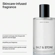 Fragancia corporal, aroma a sándalo y vetiver, spray para el cabello y Body con ingredientes de cuidado de la piel para mujeres y hombres, fragancia hidratante con glicerina y algas rojas, vegano, libre de crueldad, 3.4 onzas fluidas