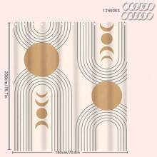 4 Stücke Boho Gold Sonnenmuster Badezimmer Set - Duschvorhang, Badematte, U-förmiger Toilettendeckel, wasserdichter Duschvorhang, modischer dekorativer Vorhang, moderne Stil Badezimmer Trennvorhang, ohne Bohren erforderlich, waschbarer Polyester Schulanfang Badezimmer Dekoration