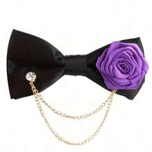 1 Stück modische minimalistische Blumen-Schleifen-Brosche Krawatte - verstellbare Krawatte - geeignet für Herrenhochzeiten, formelle Anlässe, Bräutigam Accessoires