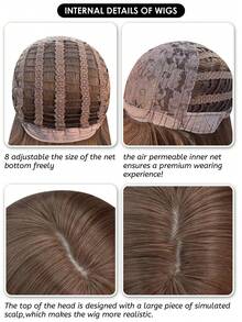 alicegarden 1 合成耐热长直发假发，带刘海，棕色长直发，30 英尺长，纤维制成，时尚假发，自然逼真 - 棕色 - 查看 7